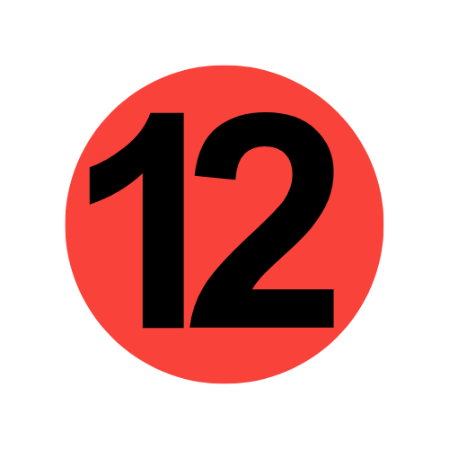 Inventory Control Number 12 (Twelve) | 2" Circle Labels | Self-adhesive | 500 Stickers | Free Shipping!    