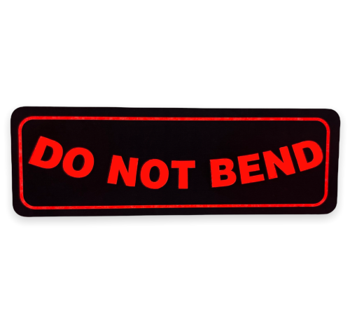 DO NOT BEND Stickers | 1" x 3" Black and Orange | Offered in Rolls of 500 Labels and 1000 Labels | Free Shipping!