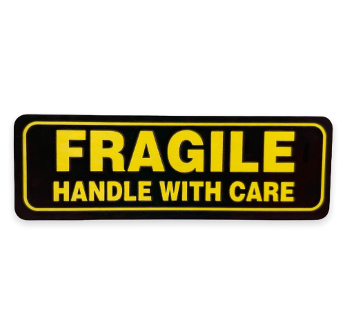 Fragile Stickers - 1"x3" Yellow and Black, 500 Labels 