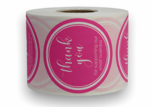 Pink Thank You For Supporting Our Small Business Stickers | 2" Round | Self-adhesive | 300 Labels 1 Roll | Free Shipping!    