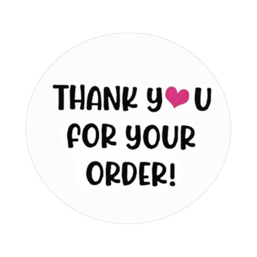 Thank You for Your Order Stickers | 2" Round with Pink Heart | Self-adhesive | 300 Labels 1 Roll | Free Shipping!  