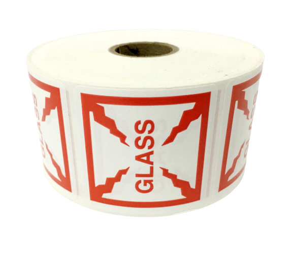 Glass Labels | 2x2 inch (2"x2") Red Stickers | Self-Adhesive | 300 Labels Per Roll | Free Shipping!  