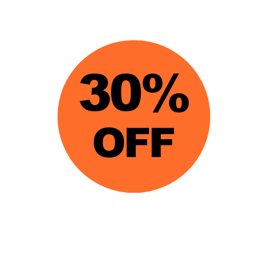  30% OFF Stickers | 1-1/2" Br/Orange Circle Label | Easy to Peel & Apply | Offered in Rolls of 500 Labels and 1000 Labels | Free Shipping!     
