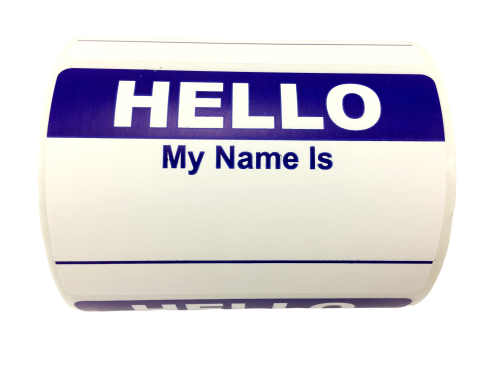 Blue Hello My Name Is Stickers | 2"x3-1/2" | Self-adhesive | Choose from Rolls of 100, 300, and 500 Labels! | Free Shipping!  