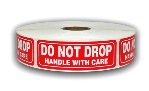 Do Not Drop Stickers - 1"x3", 500 Labels