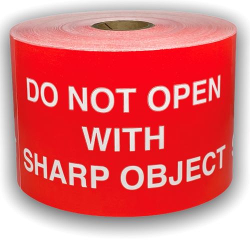 DO NOT OPEN WITH SHARP OBJECTS | 3"x5" Red Stickers | 250 Labels Per Roll | Free Shipping!