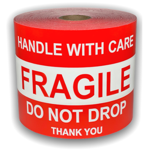 Fragile Do Not Drop Handle with Care Stickers | 4"x6" | 250 Labels | Free Shipping!