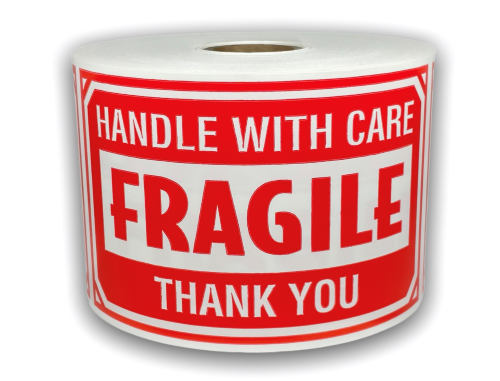 FRAGILE Handle with Care Stickers | 3"x5" | 250 Labels | Free Shipping!