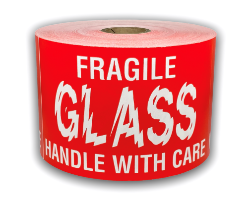 Fuzzy Glass Handle with Care Stickers | 3"x5" | 250 Labels | Free Shipping!