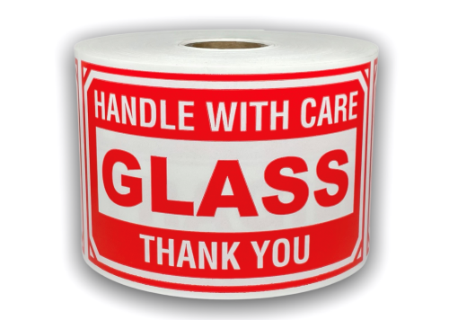 Glass Handle with Care Stickers | 3"x5" | 250 Labels | Free Shipping!
