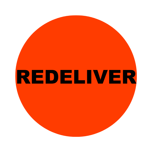 Redeliver Stickers | 2" Round Red Labels | Self-adhesive | 300 Labels | Free Shipping!   