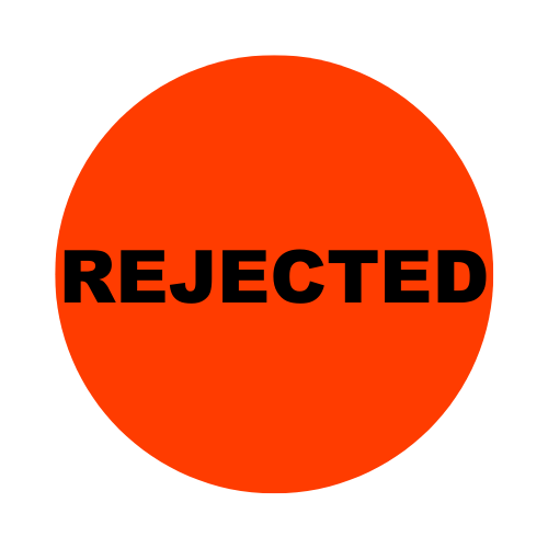 Rejected Stickers | 2" Round Red Labels | Self-adhesive | 300 Labels | Free Shipping!   