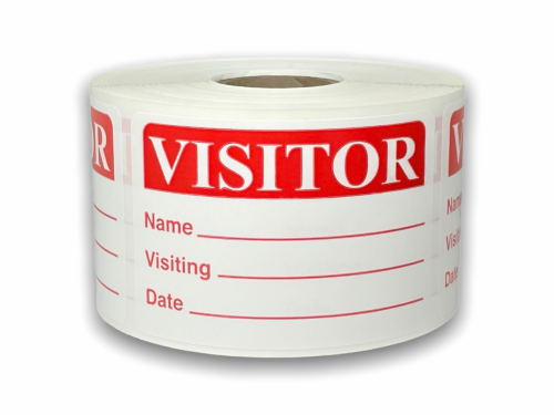 Red Visitor Stickers - Name, Visiting, Date | 2"x3" | Self-adhesive | 500 Labels 