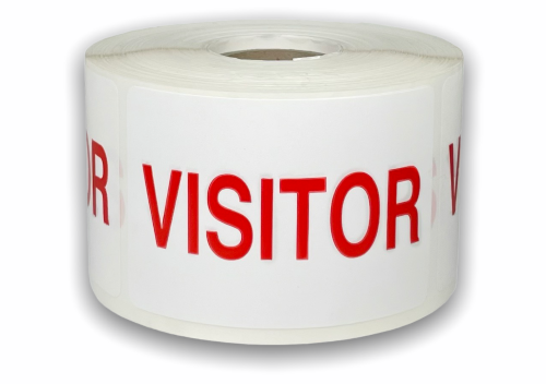 Red Visitor (only) Stickers | 2"x3" | Self-adhesive | 500 Labels 1 Roll | Free Shipping!     