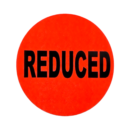 REDUCED Stickers | 1.5" Orange Circle | Self-adhesive | Offered in Rolls of 500 and 1000 | Free Shipping!