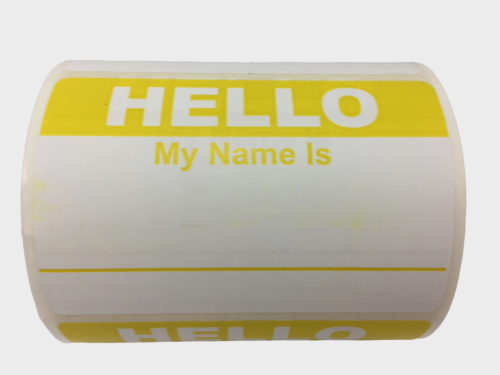 Yellow Hello My Name Is Stickers | 2"x3-1/2" | Self-adhesive | Choose from Rolls of 100, 300, and 500 Labels! | Free Shipping!      