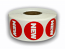 "NEW" Red/White Packaging Stickers -  1-1/8" Round 1000 Labels Per Roll   