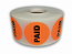 PAID Stickers - Orange 1-1/2" Circle 1000 Labels Per Roll
