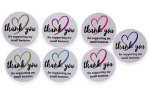 Thank You For Supporting My Small Business Stickers | White 1-3/8" Circle | Self-adhesive | 300 Labels | Choose Your Heart Color! | Free Shipping!