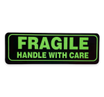 FRAGILE Handle with Care Stickers | 1" x 3" Black and Green | Offered in Rolls of 500 Labels and 1000 Labels | Free Shipping!