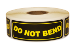 Do Not Bend Stickers - 1"x3" Yellow and Black, 500 Labels 