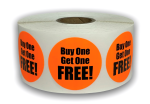1000 BOGO Labels - Buy One Get One Free - 1.5" Circle