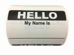 Black Hello My Name Is Stickers | 2"x3-1/2" | Self-adhesive | Choose from Rolls of 100, 300, and 500 Labels! | Free Shipping!   