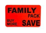 Family Pack - Buy More - Save Stickers | 1.25"x2" Bright Red | Self-adhesive | Offered in Rolls of 500 and 1000 | Free Shipping! 