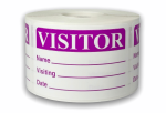 Purple Visitor Stickers - Name, Visiting, Date | 2"x3" | Self-adhesive | 500 Labels 1 Roll | Free Shipping!     