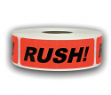 Br/Red RUSH! Stickers | 1" x 3" | Offered in Rolls of 500 Labels and 1000 Labels | Free Shipping!