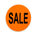 SALE Stickers | 1.5" Orange Circle | Self-adhesive | Offered in Rolls of 500 and 1000 | Free Shipping!