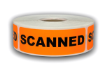 SCANNED Stickers | 1" x 3" Orange | Offered in Rolls of 500 Labels and 1000 Labels | Free Shipping!