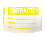 Yellow CONTRACTOR Stickers - Name, Visiting, Date | 2"x3" | Self-adhesive | 500 Labels 