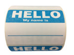 Lite Blue Hello My Name Is Stickers | 2"x3-1/2" | Self-adhesive | Choose from Rolls of 100, 300, and 500 Labels! | Free Shipping!   