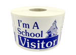 Blue I'm A School Visitor Stickers | 2"x3" | Self-adhesive | 500 Labels 1 Roll | Free Shipping! 