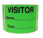 Green (Background) Visitor Stickers - Name & Date | 2"x3" | Self-adhesive | 300 Labels 